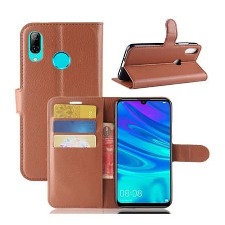 Huawei P30 Lite litsi nahkainen flip suojakotelo - Ruskea