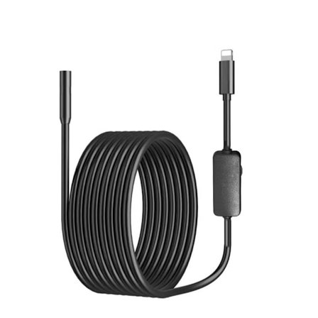 16.4ft Endoskop Kamera med Lys til iPhone IP67 Vandtæt Boreskop med 8 Justerbare LED Lys, 8mm Inspektionskamera