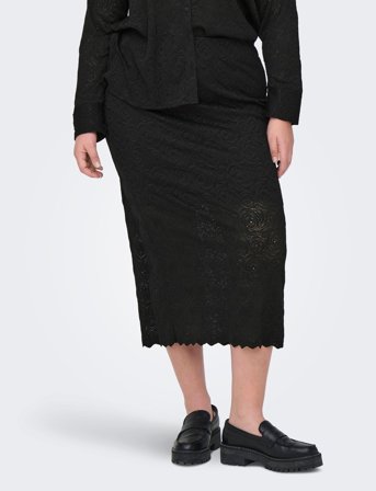 ONLY Carmakoma Carrosil Calf Lace Slit Skirt Jrs - Black - 54