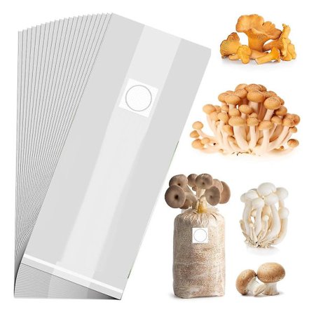 Sieniviljelypussit, 50 kpl Polypropeeni Sieniviljelypussi 8X5X20 tuumaa Hengittävällä Substraateille Vahva Kyynel