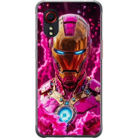 Kompatibel Mobilcover til Samsung Galaxy Xcover 5 Kantet grøn figur i pixeleret fantasiverden med træhus og dyr i retro spilmiljø