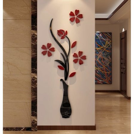 3D Vasväggmålningar för Vardagsrum Sovrum Soffa Bakgrund Tv-vägg Bakgrund (Röd, 59 X 23 tum)