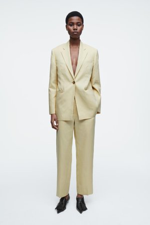 COS Women's Longline Linen Blazer in Yellow