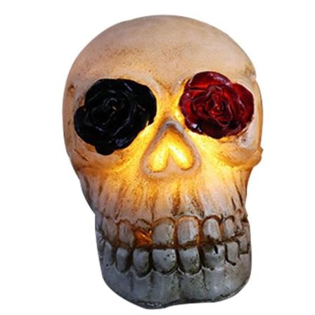 LED-skallestatue-lampe | Halloween-skalledekorasjon med LED-lys, festartikler innendørs hjemmets bordplate hjemsøkte husdekorasjoner