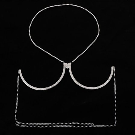 Kristall Bröstfäste Kedja Body Chain SILVER