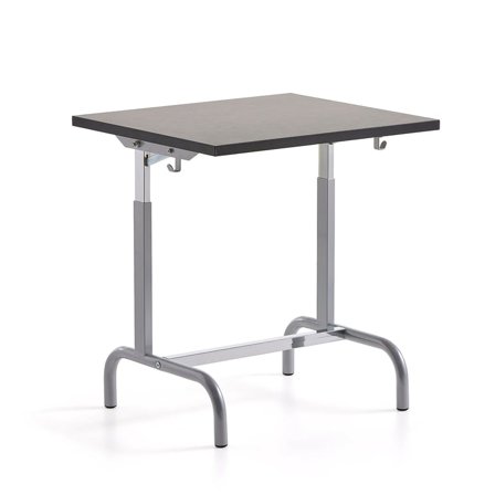 Schultisch 182, silber, Linoleum dunkelgrau