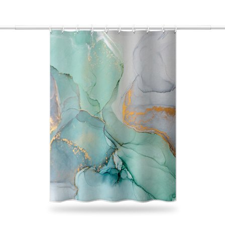 Abstrakt Marmor Bruseforhæng, Blå Grøn Lilla Jade Tekstur Guld Striber Ombre Akvarel Maling, Moderne Blæk Kunst Dekor