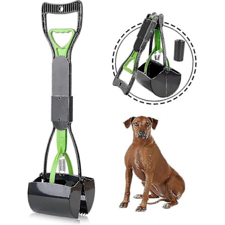 Bæsj-skuffe for store og små hunder, sammenleggbar hundebæsj-oppsamlingsskuffe, bærbar hundebæsj-skuffe med langt håndtak og høy styrke Dura-Perfet