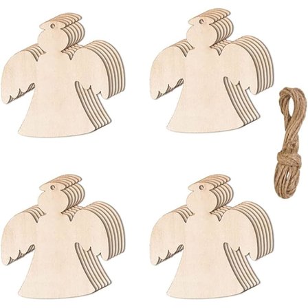 20 Tre Julekuler Tre Juledekorasjoner Naturlige Treskiver Malbare Juletrepynt Hengere for DIY Håndverk Juletre