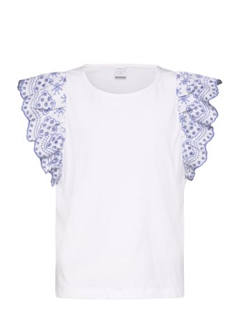 Top Jersey With Schiffly Sleev White Lindex