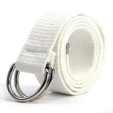 Unisex Canvas Bälte Enkelt Vävt Dubbel D-ring Metallspänne Midjeband LGL