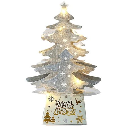 Sølvfarvede Julepynt Mini Desktop Julekort Ornament