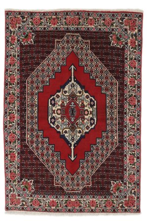 Senneh Rug 128X190 Black/Dark Red Wool, Persia
