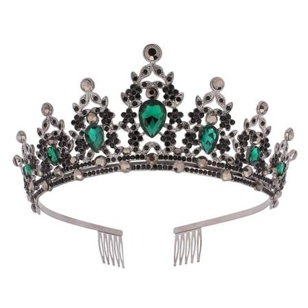 Ylellinen barokkityylinen vintage morsiamenkruunu tiara MUSTA Black