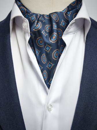 John Henric Men's Blauwe Ascot Geometrisch Size Onesize