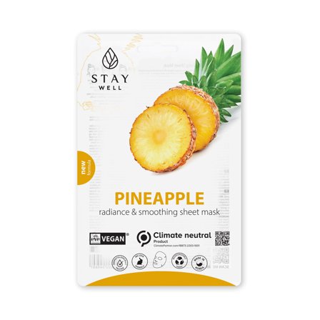 STAY WELL Mask Vegan Sheet - PINEAPPLE 20g - Maschera Illuminante viso