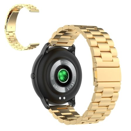 22mm Universal elegant three bead stainless steel watch band - Gold