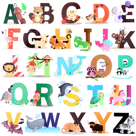 ABC engelske alfabet veggklistremerker, barnehage rom klistremerker, Anima