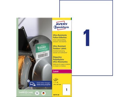 AVERY Etikett slitstark 210x297mm 50/fp - Lyreco - Emballage och lagerutrustning - Etiketter och godsmärkning - Vattenfasta etiketter