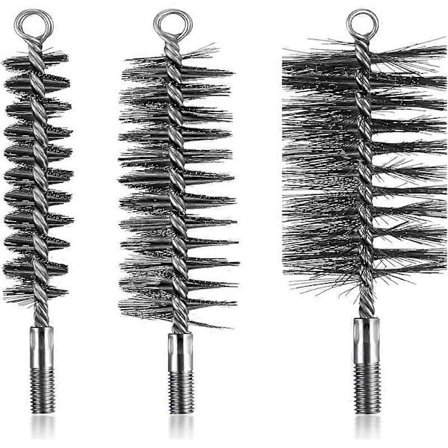 3 st Skorstensborstar i metall för värmepannor, rund spisrörsborste, kraftig ståltrådsborste för skorsten (30 mm, 50 mm, 80 mm)
