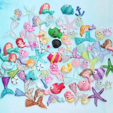 100 st Ocean Animals Charms Mixed Animal Series Resin Charms
