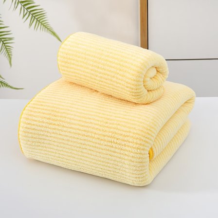 2 stk. Håndklædesæt med vandrette striber, blødt håndklæde, badehåndklæde, hurtigtørrende absorberende håndklæde til badeværelset, 1 badehåndklæde og 