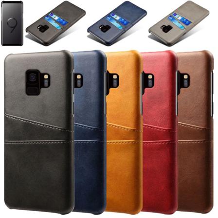 Samsung S9 Skydd Skal Fodral Skinn Kort Visa Amex Mastercard - Grå Samsung Galaxy S9
