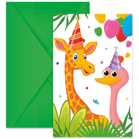 Junglefest Invitationer 6-pak