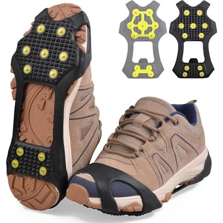 Stegjern Issko til Sko og Støvler, 11 Knopper Snesko Anti-Slip Skospidser til Sne Is Mænd Kvinder Slip-on Stræk Fodtøj Medium (5.5-8.5m)