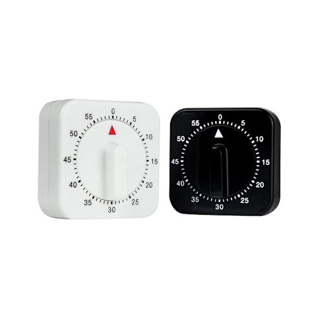 2-pak firkantet 60 mekanisk køkkenur, kokketimer ur med høj alarm