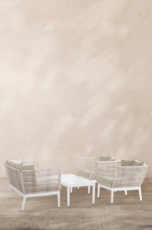 Jotex - Loungegruppe 4 Deler Aluminium/Polyeterskum Hvit PORTOFINO - Kjøp Loungemøbler hos Jotex