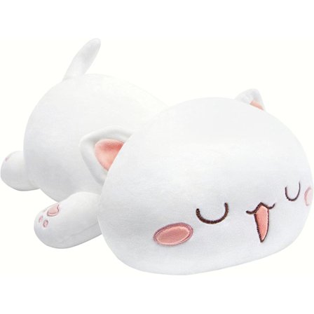 Søt katteplukkeleke plysjleketøy 13,8 tommer myk kattekos pute kattungeplysj gave til barn hvit