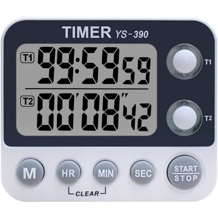 2 Kanals Køkken Timer, Justerbar Buzzer Volumen, Koge Timer