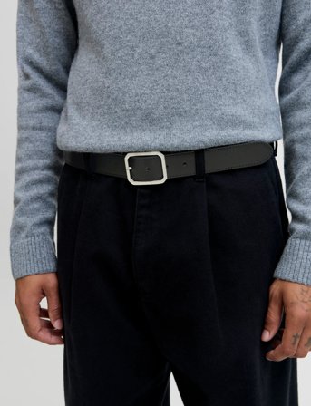 Jack & Jones Jacsquare Leather Belt Styd Aw 25 - Black - 95