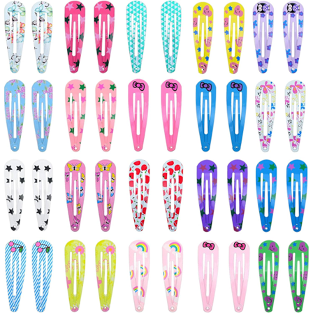 40-pack Tryckta Hårklämmor för Flickor 2 Tums Barrettes Barn Hårnålar