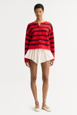 Soft Goat - Striped cardigan - Cashmere cardigan - XS - Tomato