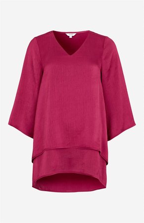 Cellbes of Sweden - V-udskåret tunika med trompetærme i blomme til damer i størrelse 38/40