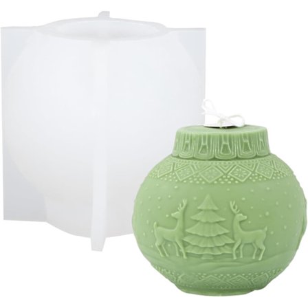 (White Elk) Julelysform, 3D Silikonlysform, Silikon