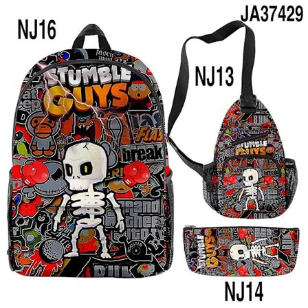 Stumble Guys Ryggsäck Pencil Bag Satchel Tredelad Set style 16