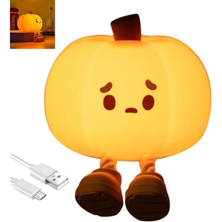 Nattlampe græskar, Halloween nattlampe, silikone fidget legetøj, græskar dekoration til kontorborde og hjem for kvinder og børn