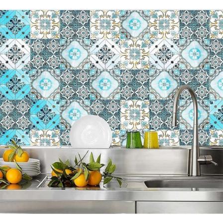 20 delar mosaikväggklistermärken, DIY marockanska köksplattor, badrum (3,94 X 3,94 tum)