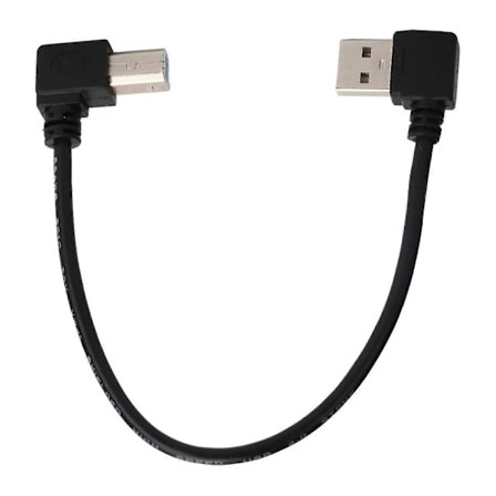 Svart 20cm USB A Hane till B Hane Vänsterböjd Skrivarkabel