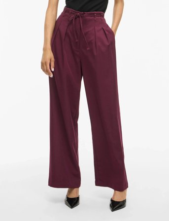 Vila Vipeyton Hw Wide Tie Pants - Burgundy - 36