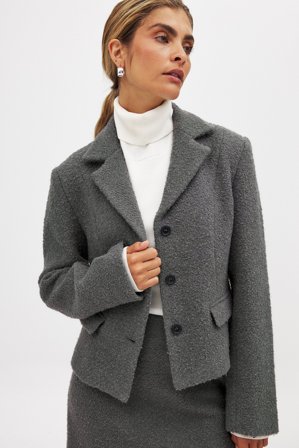 NA-KD Wool Blend Short Blazer - Blazer courte - Gris - EU 42