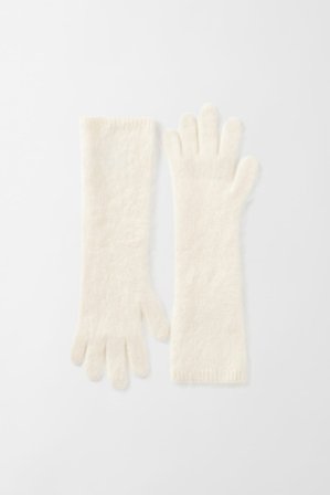 Soft Goat - Brushed Gloves - Cashmere gloves - One Size - Feather White