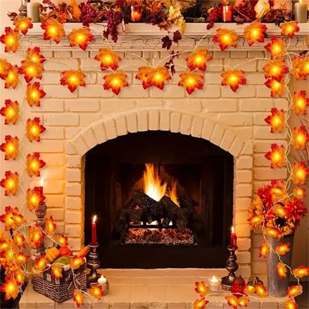 Sol Lönnlöv Ljus Slinga Plast Höstlöv Dekoration