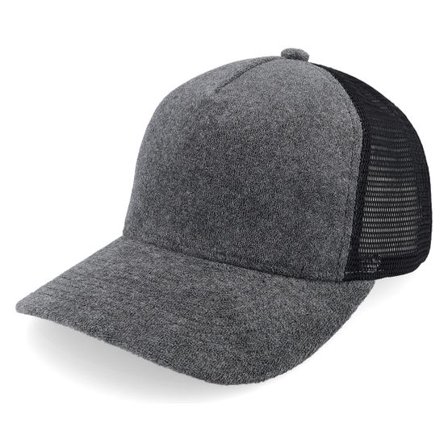 Equip - Grå trucker Keps - Terry Dark Grey/Black A-frame Trucker @ Hatstore