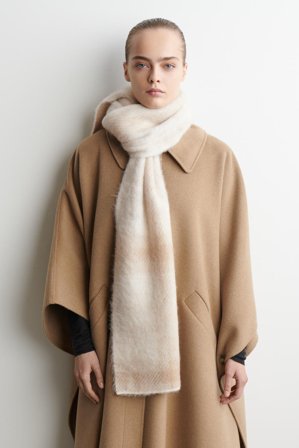 COS Women's Checked Alpaca Blend Scarf in Beige