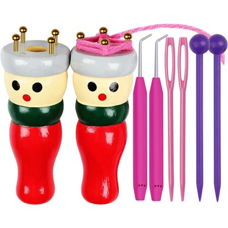 8 stk. Strikkesett for barn, Ullstrikkesett for barn, Ullstrikkemønster for små gutter eller jenter, Håndverksleke for strikking av armbånd og 