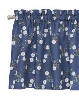 Gardinkappe Louise med blomster Blå